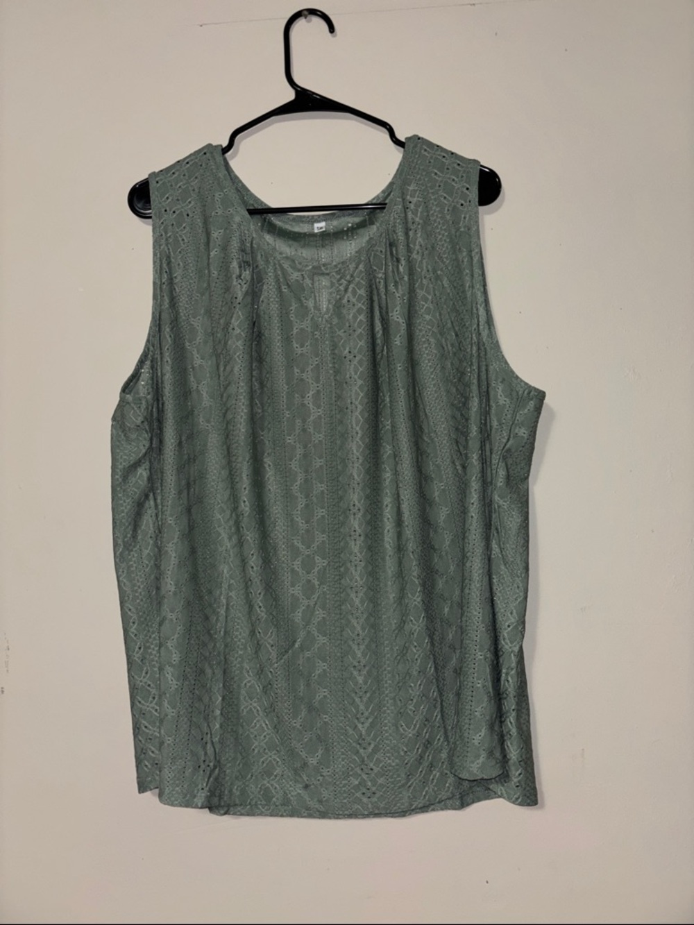 Sleeveless Lace Overlay Tank Top - Sage Green